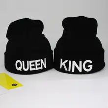 Лидер продаж, черная шапка King queen, зимние шапки, пара шапок для мужчин и женщин, хип-хоп теплая вязаная шапка, Теплая Зимняя кепка для пар