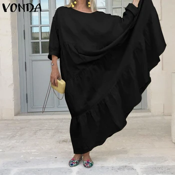 

VONDA Fashion Womens Dress 2020 Bohemian Sexy Off Shlouder Party Maxi Long Dress Floor-Length Vestidos Female Sundress Plus Size