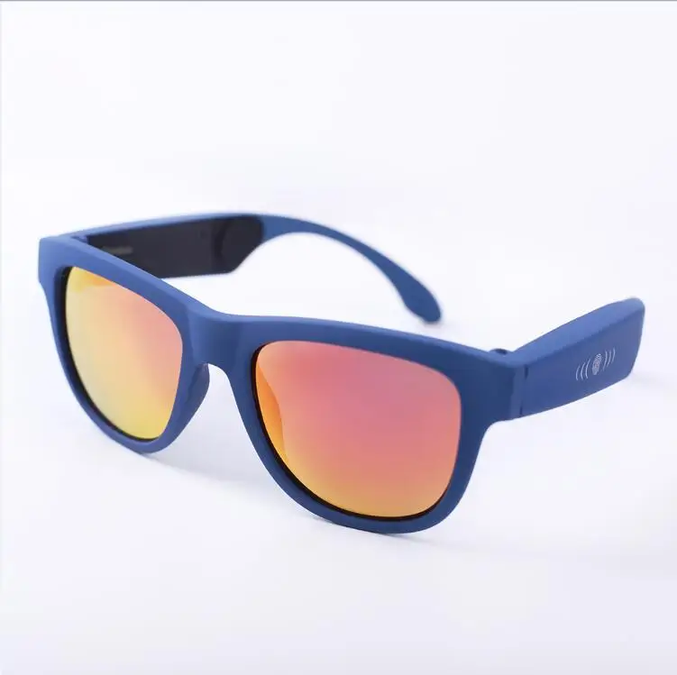 Костная проводимость Bluetooth Смарт спортивные солнцезащитные очки беспроводные стерео музыкальные солнцезащитные очки Спортивная гарнитура наушники Поддержка Прямая - Цвет: Blue Frame Red Len