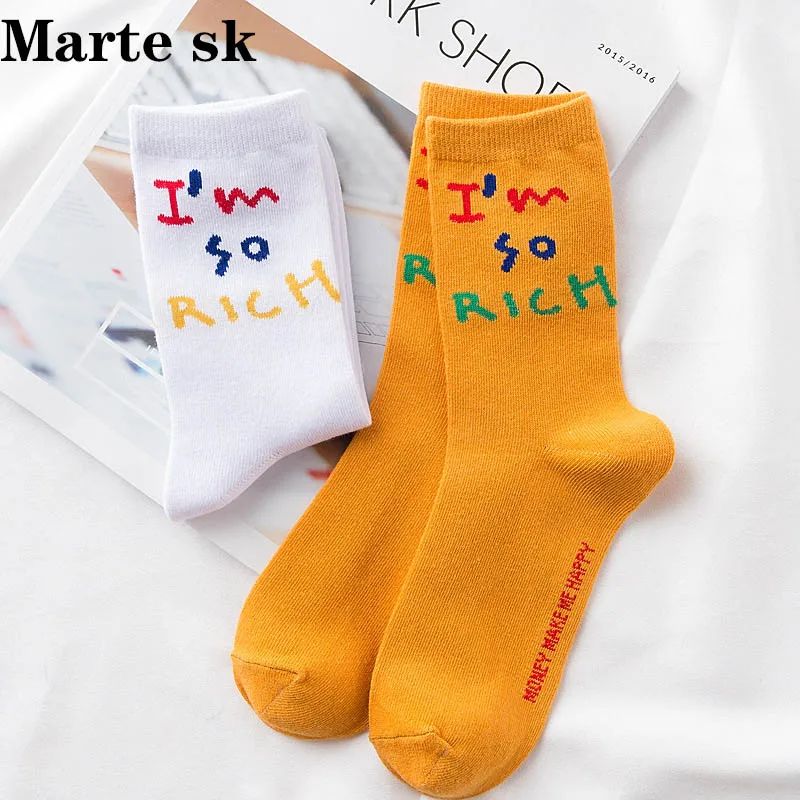 Новые креативные забавные носки с буквами Harajuku wild socks улица хип-хоп Спортивный скейтборд оранжевые белые носки Calcetines Hombre