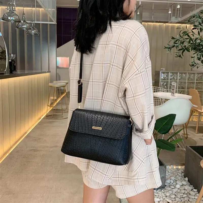 Simple Women Flap Messenger Bags Female Crossbody Bag PU Leather Single  Shoulder Bag for Lady Casual Small Travel Handbag Purse