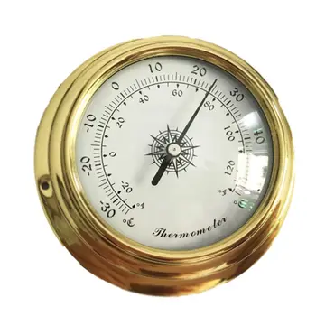 

4 Inches 4 PCS/set Thermometer Hygrometer Barometer Watches Clock Copper Shell Zirconium Marine for Weather Station 63HF