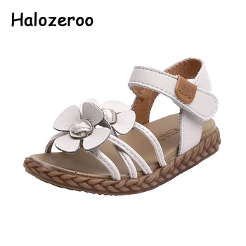 

Summer New Kids Flower Princess Sandals Children Beach Sandals Baby Girls Beige Brand Sandals Toddler Soft Genuine Leather Shoes
