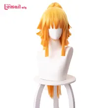 Парик L-email Demon Slayer Zenitsu Agatsuma, парики для косплея, Kimetsu no Yaiba, желтый длинный конский хвост, женские термостойкие синтетические волосы