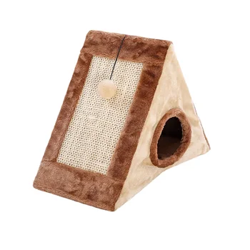 

Playhouse Bed Triangle Cat Cave Foldable Hanging Ball With Scratching Board Durable Toy Soft Small Tent Pet Supplies Cosy
