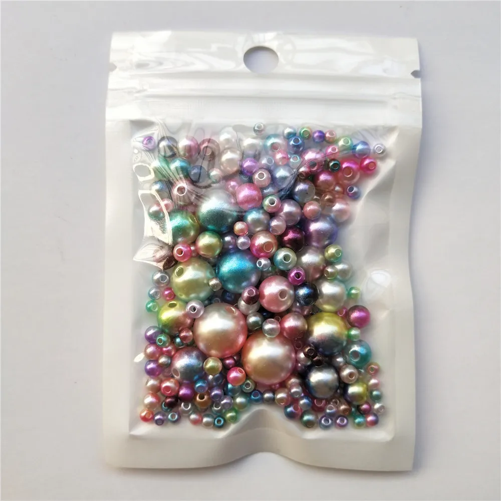 250Pcs Mix Size 3-12mm Beads with Hole Colorful Pearls Round Acrylic Imitation Pearl Beads DIY for Jewelry Making Accessories