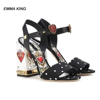 

EMMA KING Luxury Flake Decoration High Heel Sandals Women rivest Stilettos Pumps Sandals Ladies Ethnic style sandals women 2020