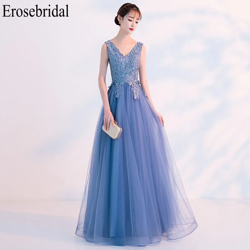 Erosebridal элегантное вечернее платье Длинные 2019 V шеи Кружева тела вечерние платья