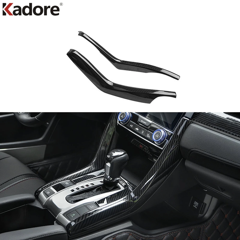 

For Honda Civic 2016 2017 2018 2019 Sedan 10th Carbon Fiber Gear Shift Box Panel Cover Car Auto Shift Lever Decal Sticker Trim