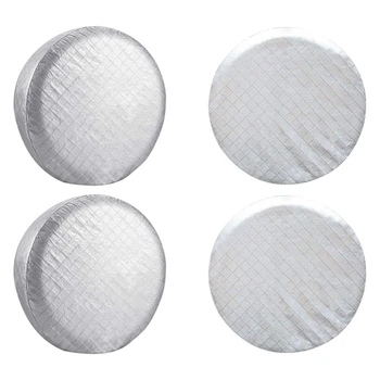 

4Pc Tire Covers Waterproof Aluminum Film Tire Sun Protectors Fits 27 Inch to 29 Inch Tire Diameters Tire Protectors