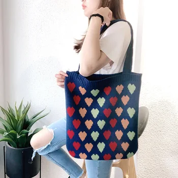 

2020 New Fashion Women's Shoulder Bag Casual Large Capacity Wool Woven Bag Korean Knitted Tote Bag Women's Bag