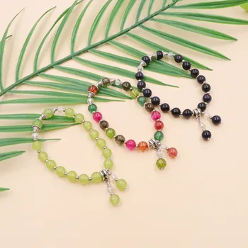 

Handmade Wristband Bracelet Beads Crystal Stone Opal Tourmaline Jades Healing Bracelets for Women Girls Bangle Yoga Jewelry B374