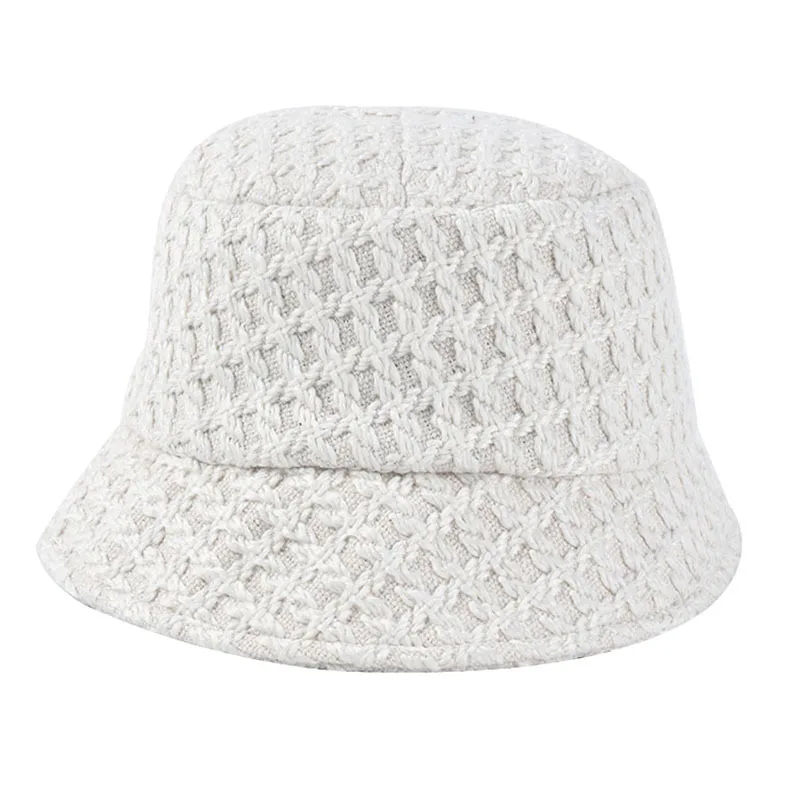 USPOP New Women bucket hats simple fashion white black hat female tweed bucket hat thick warm winter hats