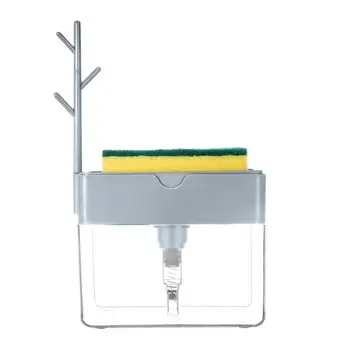 

2 in 1 Kitchen Lotion Soap Dispenser Bathroom Refillable Sink Soap Dispenser Sponge Holder Towel Storage Rack tool