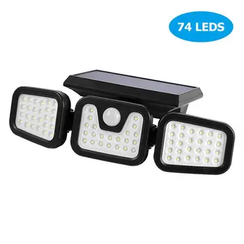 

3 Head Solar Motion Sensor Light Durable Waterproof Solar Fence light for Front Door Yard Garden Garage Security Flood Lamp