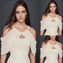 Шифон Кристалл бисером Холтер Свадебные накидки свадебные плечи шали белого размера плюс невесты ремни