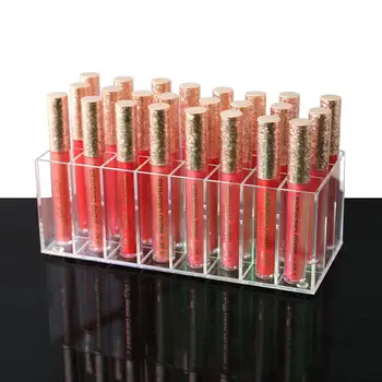 

Acrylic Lip Gloss Holder 24 Slots Lipstick Box Display Stand Sundry Storage Box Cosmetic Makeup Organizer Holder