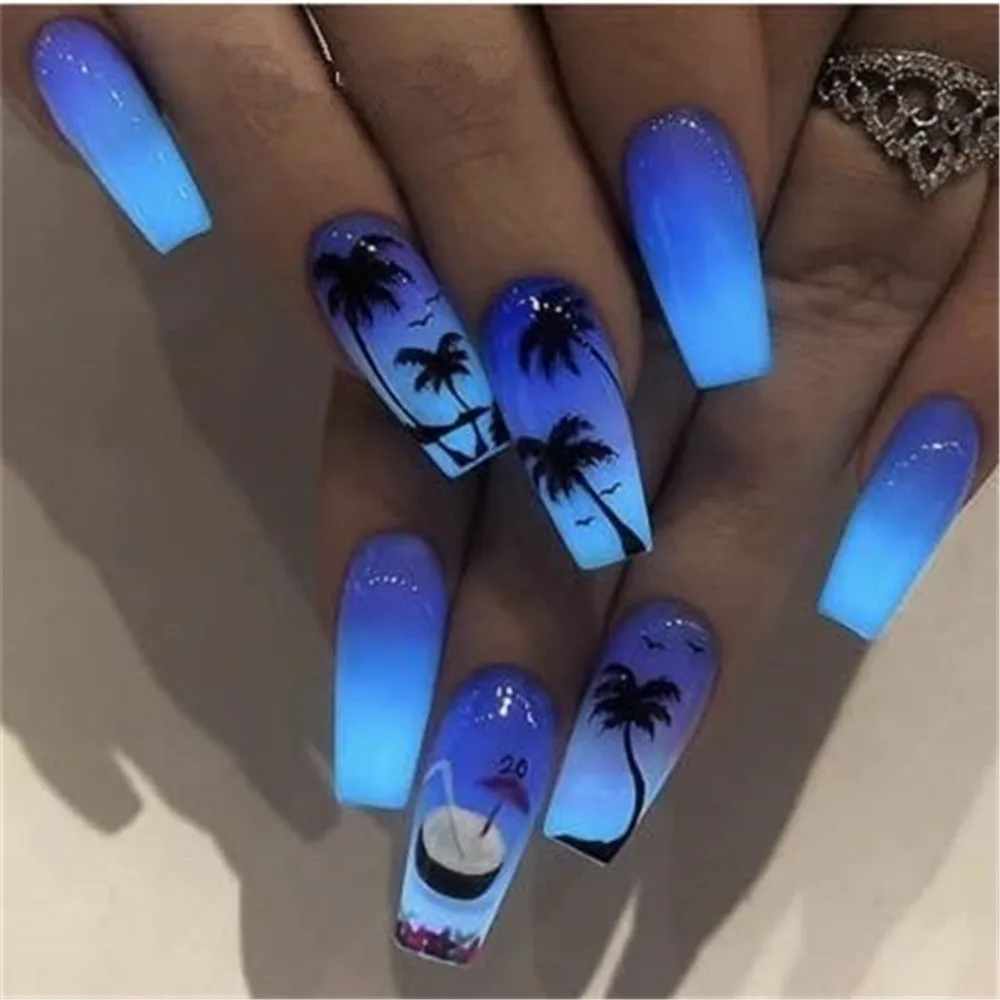 2PCS Tropical Style Coconut Tree Nail Stickers Summer Palm Tree Design Water Transfer Paper Nail Decals DIY Art Decoration nail stickers,nail art decoration,nail decals