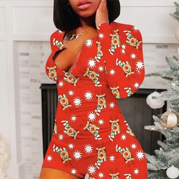 

SFIT Christmas Sexy Onesies For Adult Women Pajamas Jumpsuit Romper 2020 Fashion Long Sleeve Onesies Sleepwear Nightwear Pyjamas