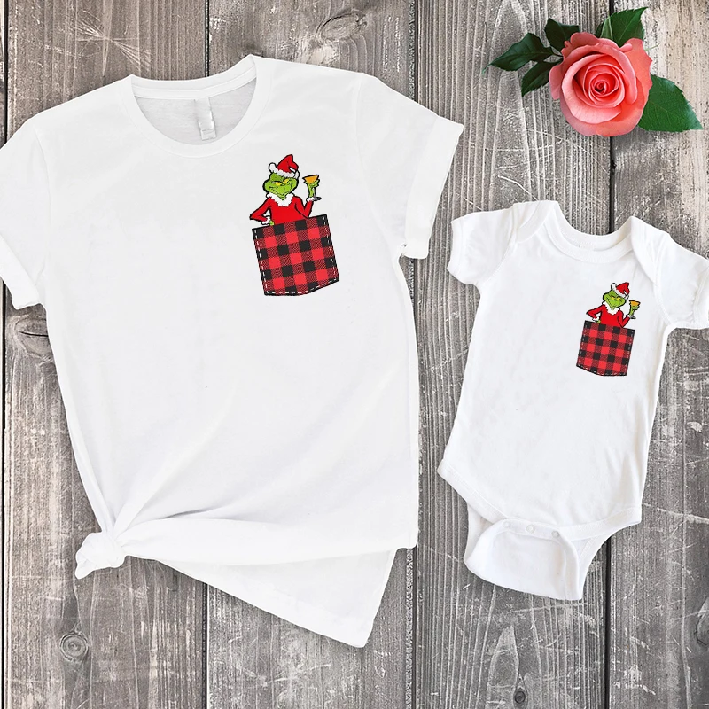 

christmas family grinch tshirt merry christmas baby girl clothes mommy and me shirts big sister little sister print family look