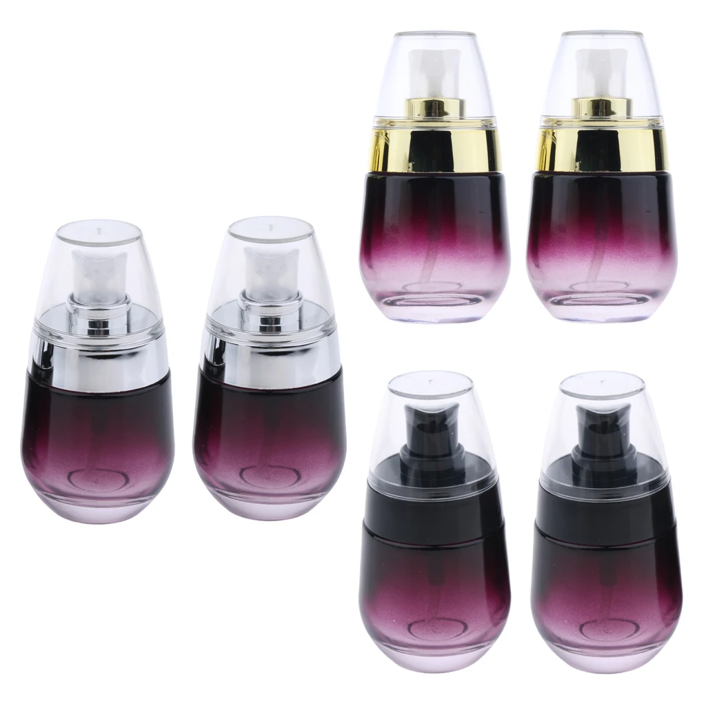 6Pcs Women 30ml Purple Glass Refillable Empty Pump Lotion Spray Bottle Leak-proof Sprayer Makeup Vials Perfume Bottle