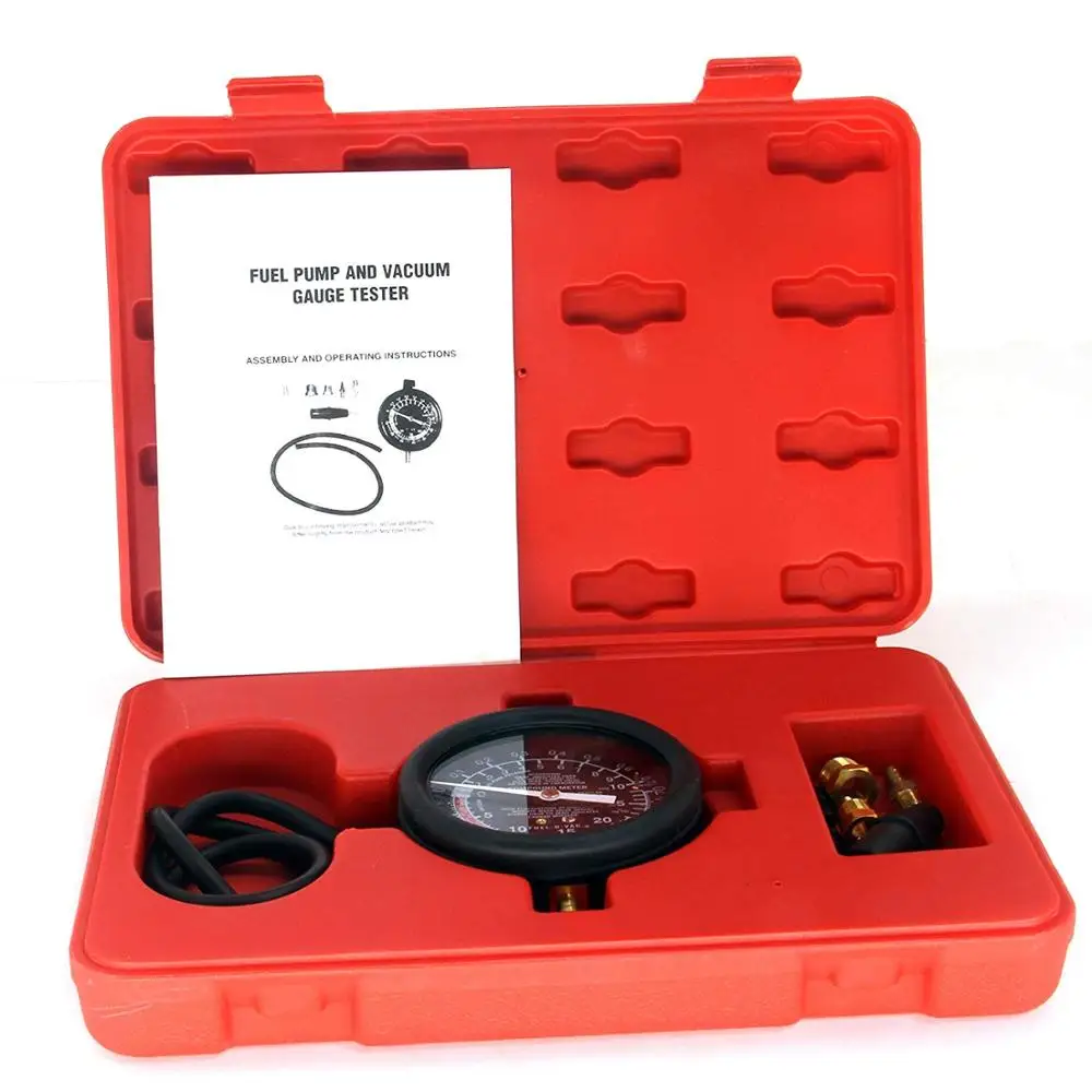 Fuel Injection Pressure Tester with Two Gages in Molded Plastic Storage Case 