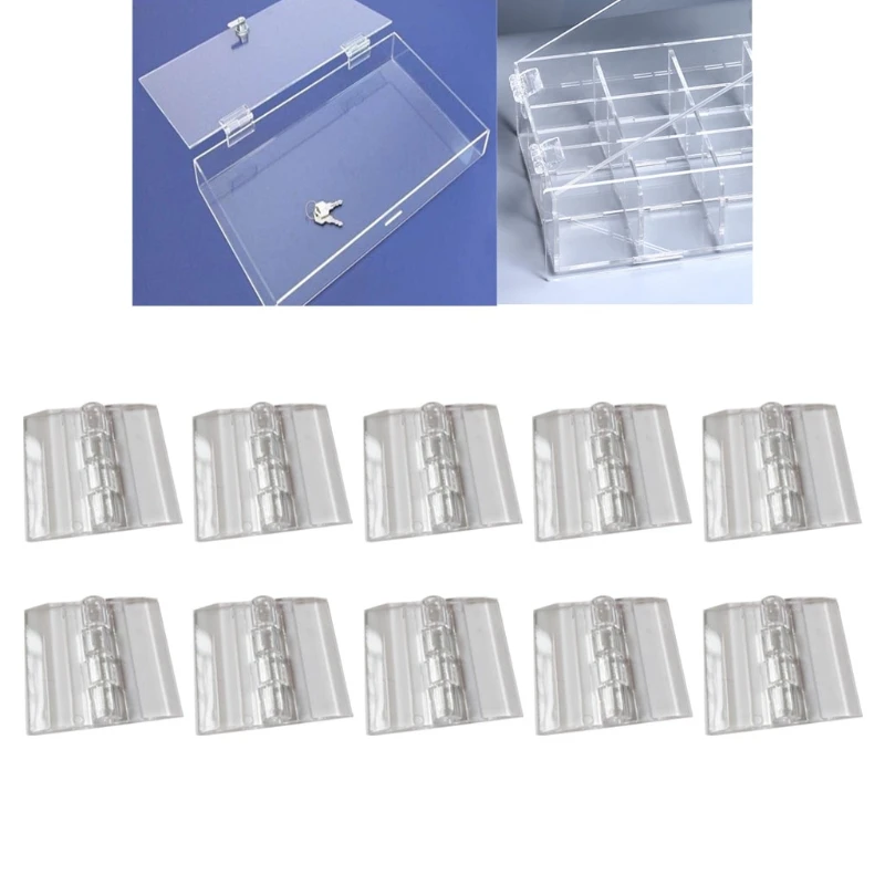 10X Durable Clear Acrylic Plastic Folding Hinges Transparent Hinge IJ