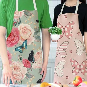 

Valentine's Day Print Cooking Kitchen Apron For Woman Men Chef Waiter Cafe Shop Bbq Hairdresser Aprons Bibs Kitchen Accessory