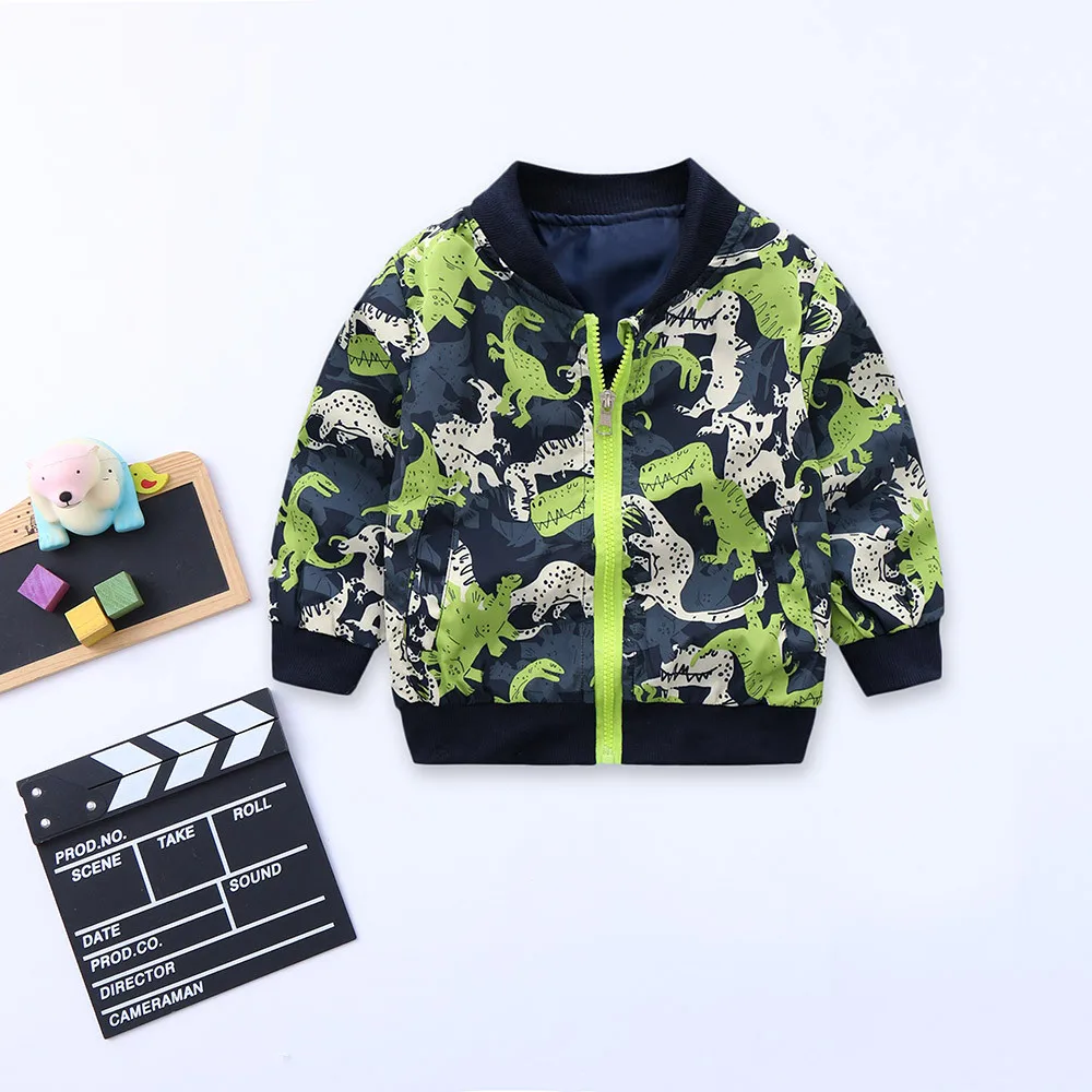 

Toddler Kids Girls Boys Long Sleeve Dinosaur Print Coat Windproof Jacket Outwear winter jacket fashion Veste pour enfants W723