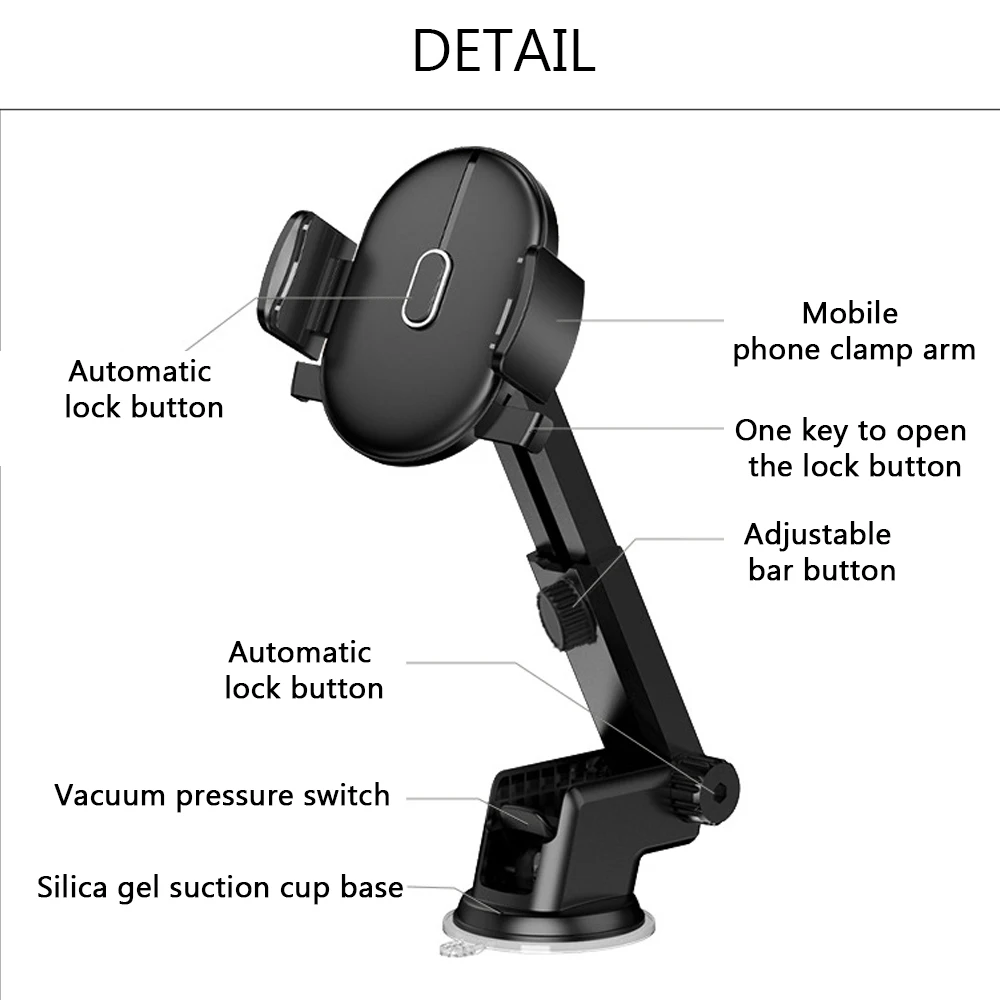 

Car Mobile Phone Bracket Expansion Rod Auto Dashboard Suction Smartphone Rack Easy Clip Mount Stand Smart-phone Support