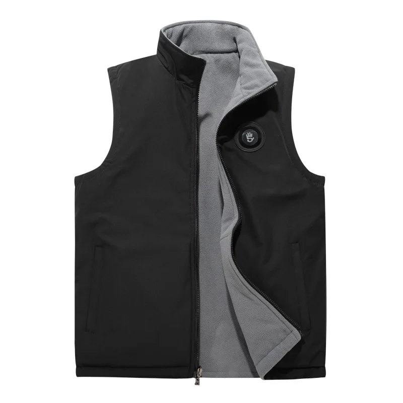 

2018 New Style Men Middle-aged Double-Sided Waistcoat Men Warm plus Velvet Vest Plus-sized Men Waistcoat