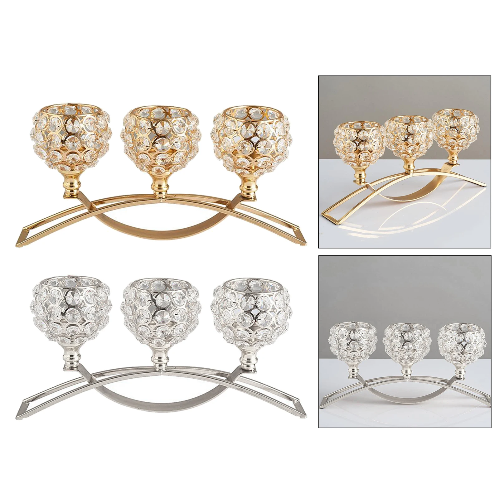 Crystal Candle Holder 3 Arms Candelabra Table Centerpiece Wedding Buffet Table Ornaments