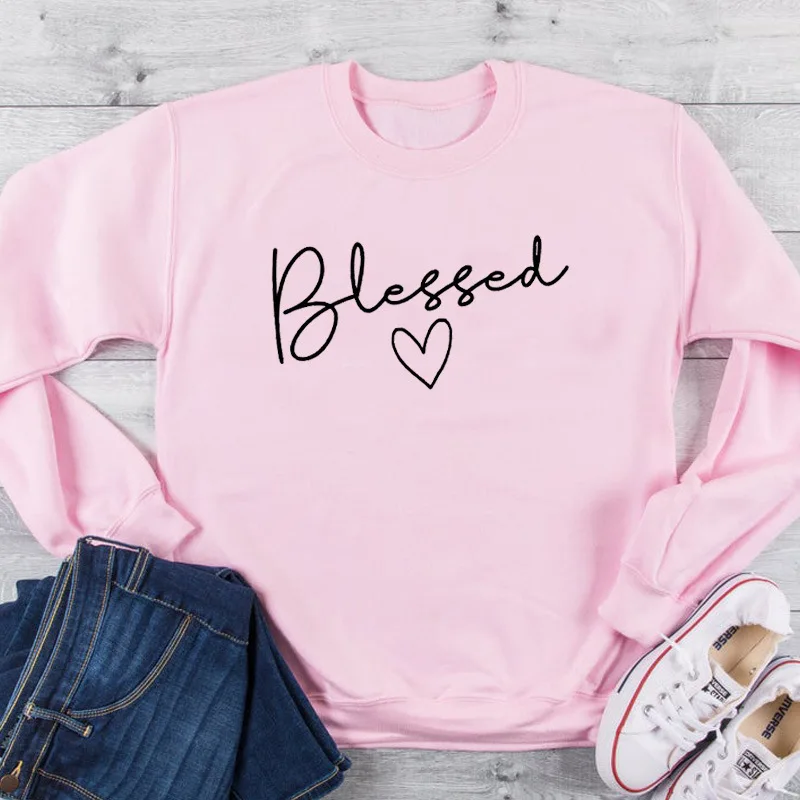  Women Sweatshirts Heart Print Hoodies Women Long Sleeve Top Autumn Sweatshirt Female Letter Pullove