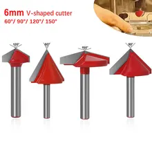 

NEW 1Pcs 6mm 3D V Engraving Bit CNC End Mill Router Bits For Wood Tungsten Woodworking 60/90/120/150 degrees Milling Cutter