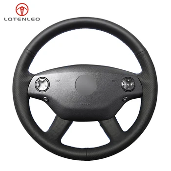 

LQTENLEO Black PU Artificial Leather Car Steering Wheel Cover For Mercedes Benz S-Class S300 350 500 600 2006-2009 CL500 600