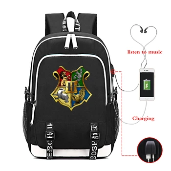 

Harris Poter Hogwarts School Backpack New Women Men Multifunction USB Charging Laptop Backpack School Travel Bag for Boy Girls