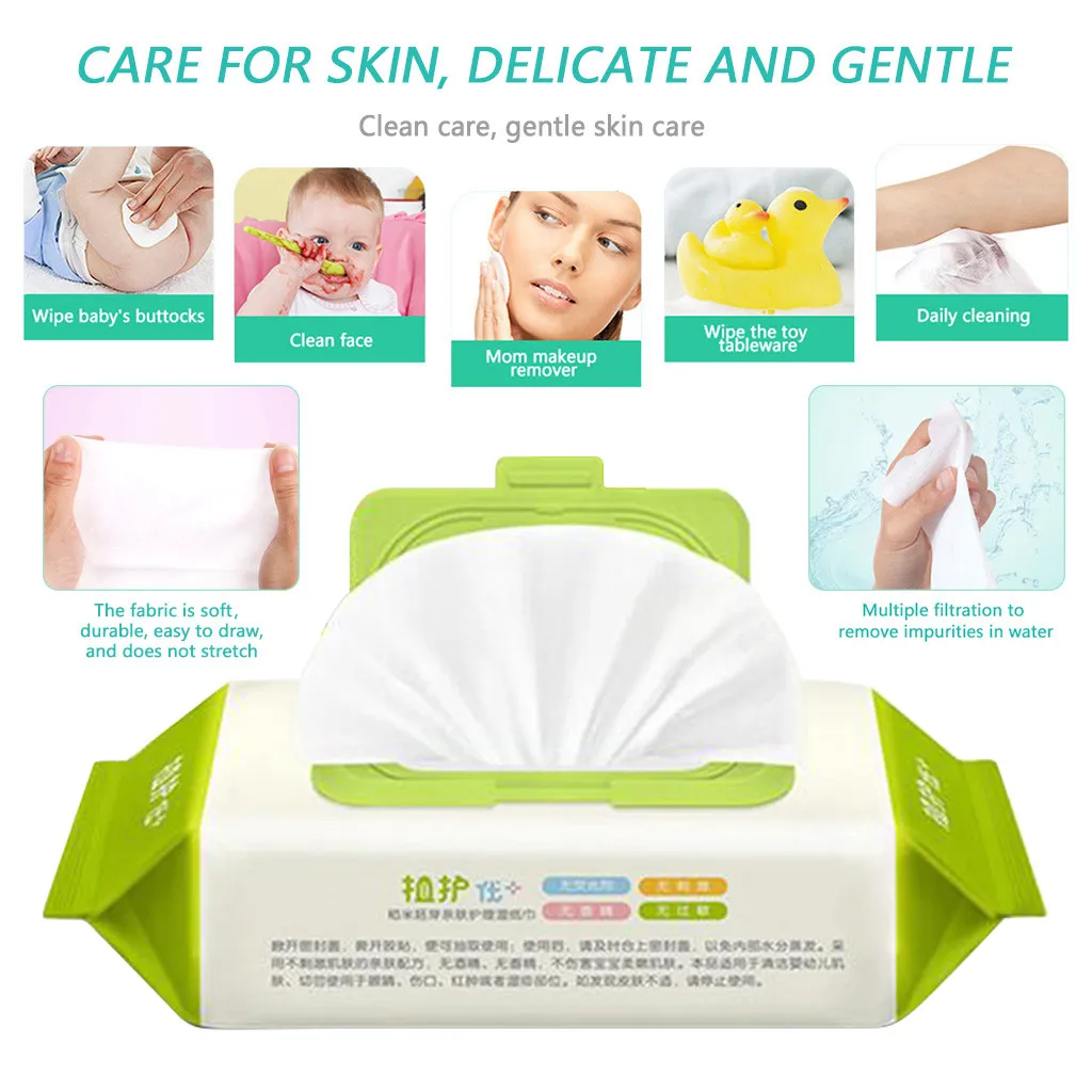Baby Wet Wipes Natural Sensitive Skin Chemical Free With A Cover 80 Wet