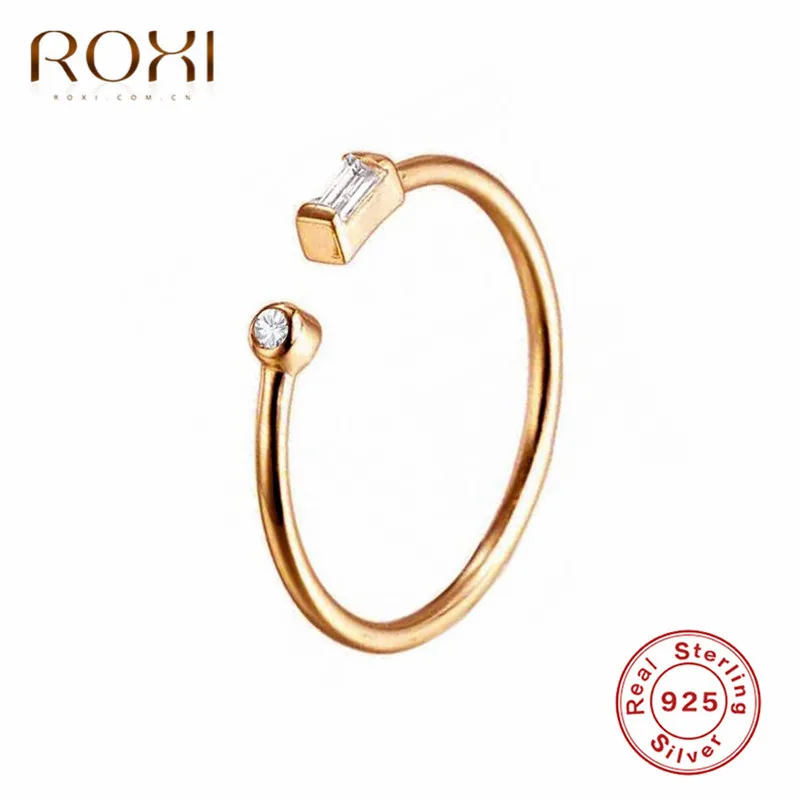 ROXI Простые Кольца из стерлингового серебра 925 для женщин подарок AAA кубические циркониевые кольца ювелирные изделия с кристаллами регулируемые CZ открытые кольца миди