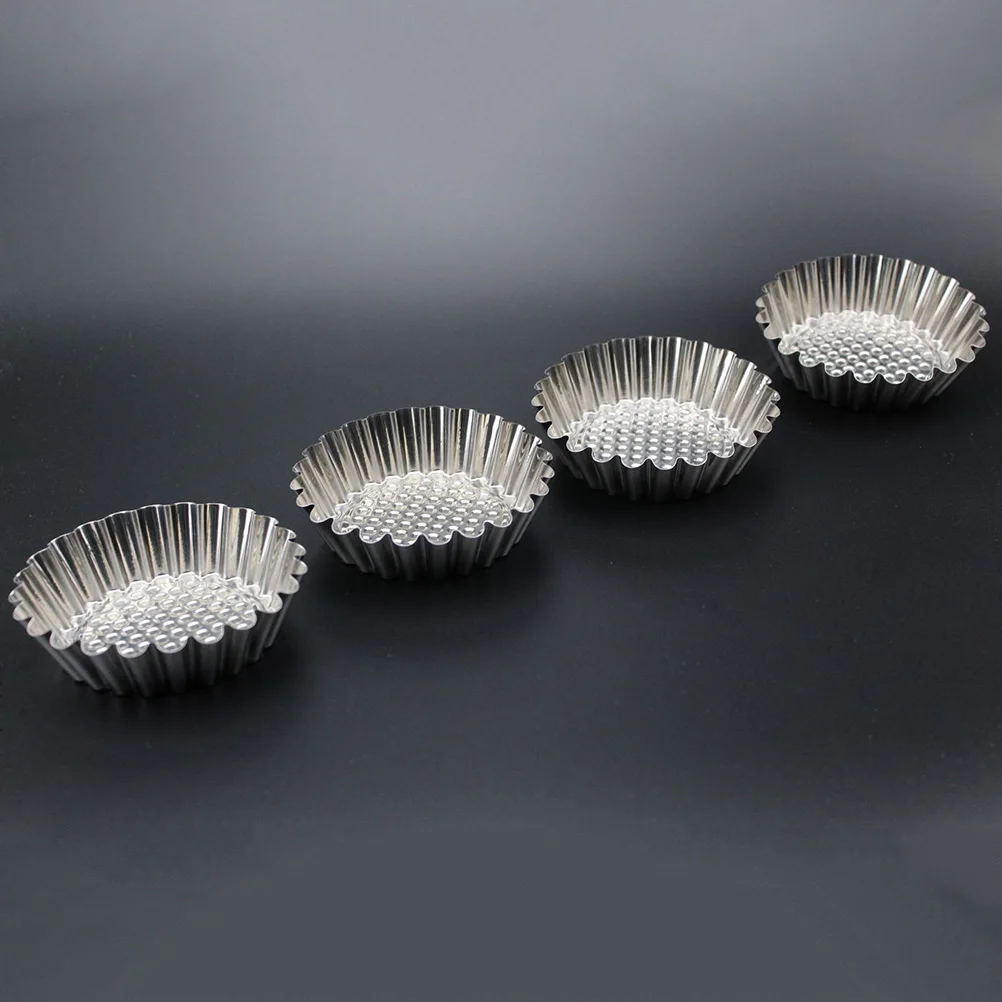 20 PCS Kitchen Stainless Steel Egg Tart Mold Round Shape Fluted Design Cupcake Baking Molds Reusable Metal Muffin Baking Cups