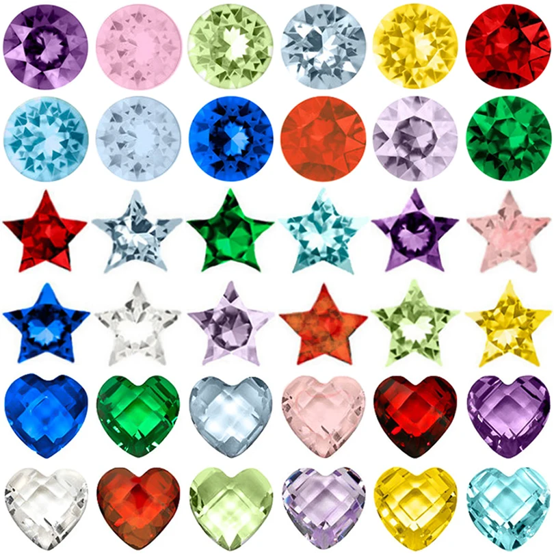 50Pcs Mix Styles Round Star Heart Colorful Bithstone Floating Charms Fit Glass Medaglione Collane Con Ciondolo Gioielli All'Ingrosso All'Ingrosso