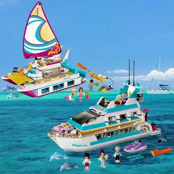 

Lepinblock Friends Dolphin Yachts 661Pcs Bricks Set Sale Cruiser 3D Building Blocks Toys For Children Compatible Friend Blocks