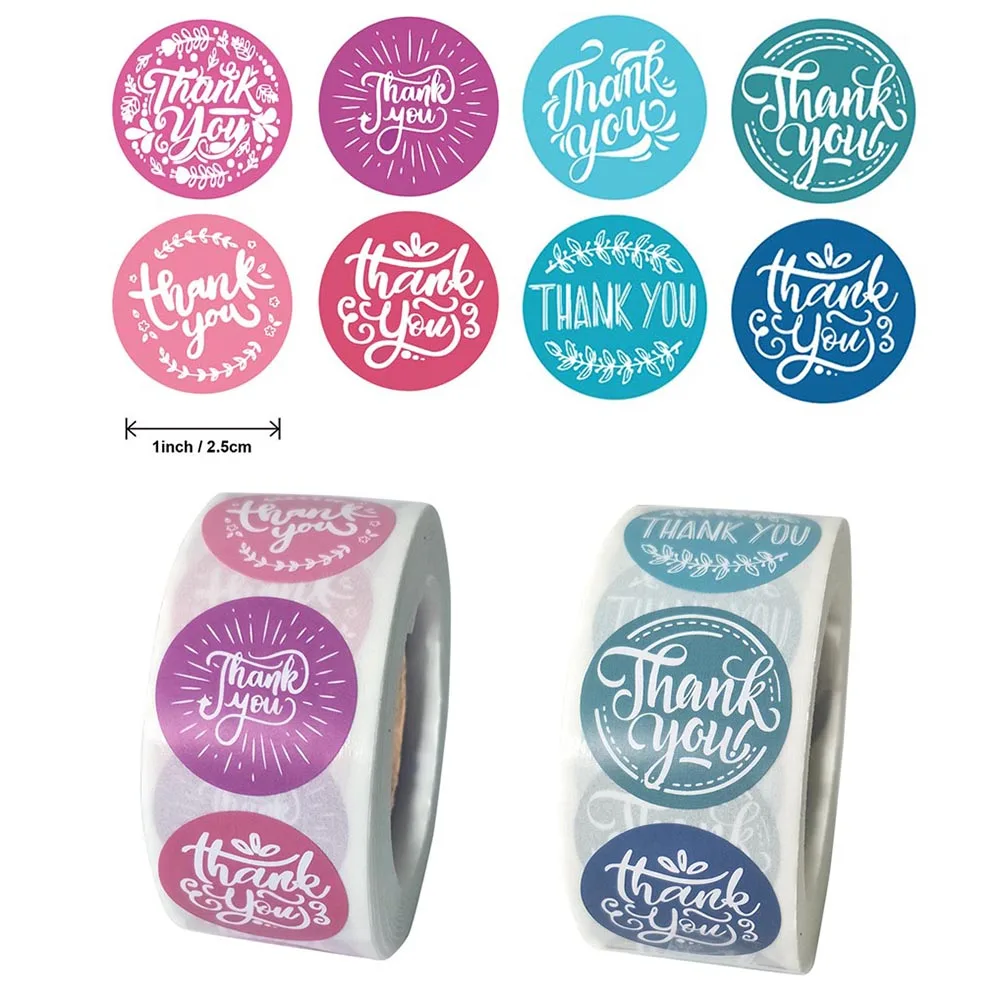 

500pcs Floral Thank You Round Sticker Color Seal Labels Party Gift Decoration DIY Sticker for Package