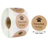 Natural Kraft Paper Thank You Stickers seal labes Dog Paw Print 1Inch gift Packaging stationery sticker 500 Labels Per Roll ► Photo 2/6