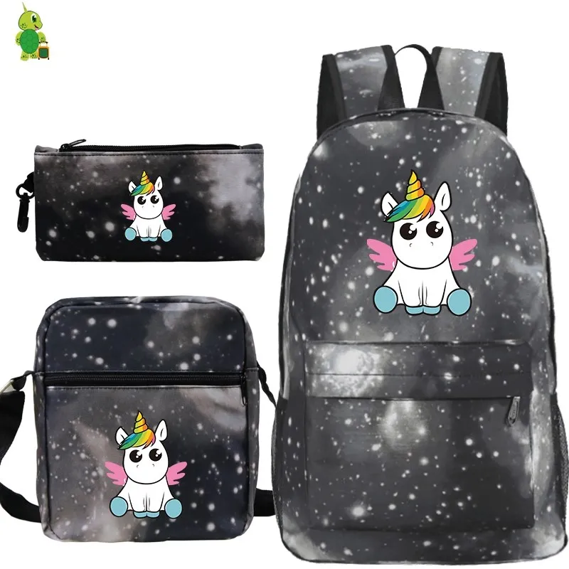 7 Mochila Единорог Рюкзак 3 шт./компл. школьные рюкзаки для девочек-подростков; для мальчиков и девочек, рюкзак для путешествий, Для женщин рюкзаки сумки на плечо Карандаш Чехол - Цвет: 7