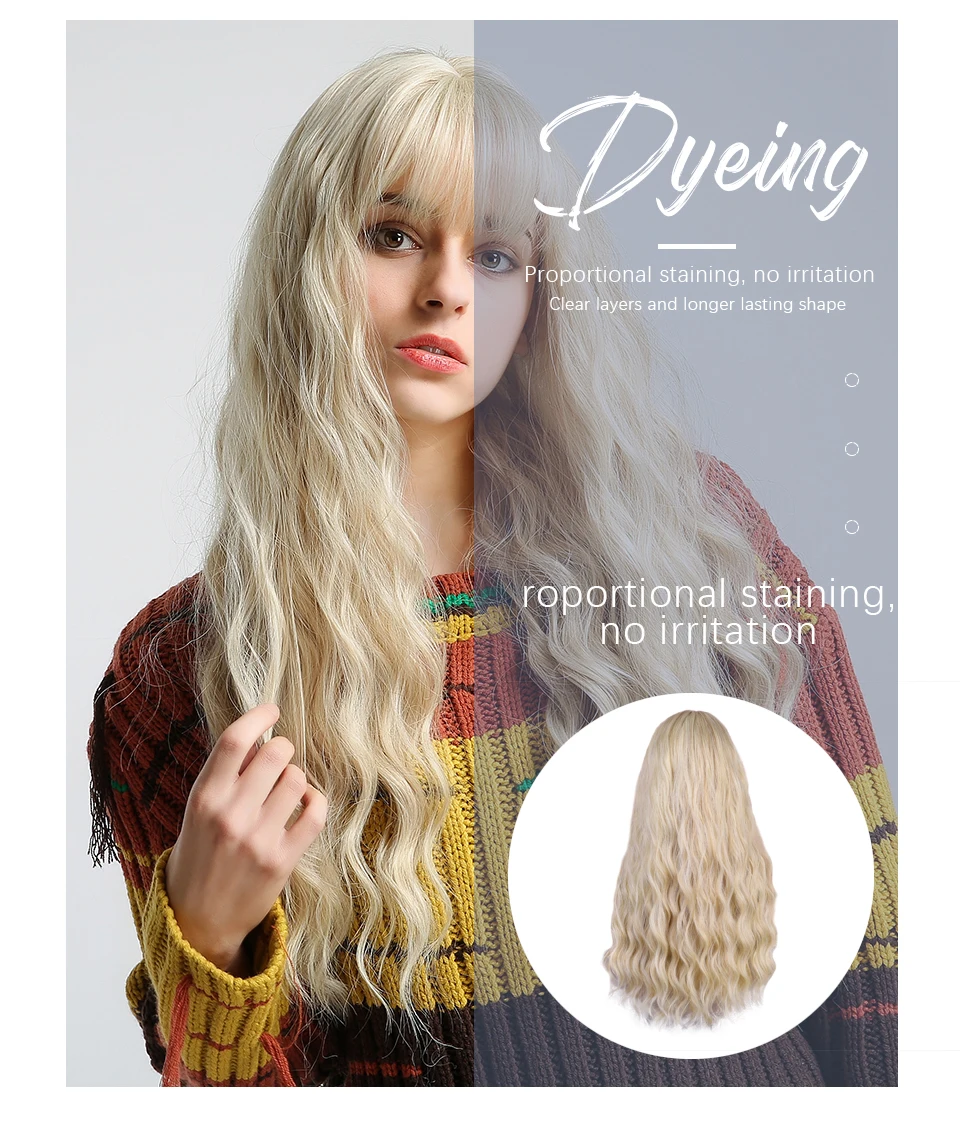 Inhaircube peruca ombré longa ondulada, cabelo sintético,