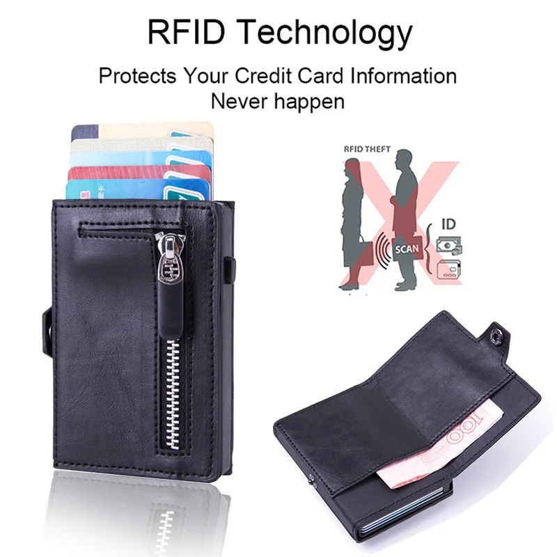 DIENQI Rfid углеродное волокно кожаный кредитный держатель для карт кошелек мужской