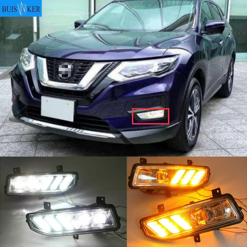 

Светодиодсветодиодный дневные хосветильник для Nissan X-trail T32 Xtrail 2019 2020, водонепроницаемые ABS 12 В, автомобильные ДХО, противотуманные фары, украшение, 2 шт.
