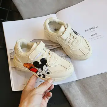 

2020 Spring Autumn Girl Student Shoe Pu Leather Children Cartoon Shoes White Girl Sneakers Cute Print Kids Casual Shoes