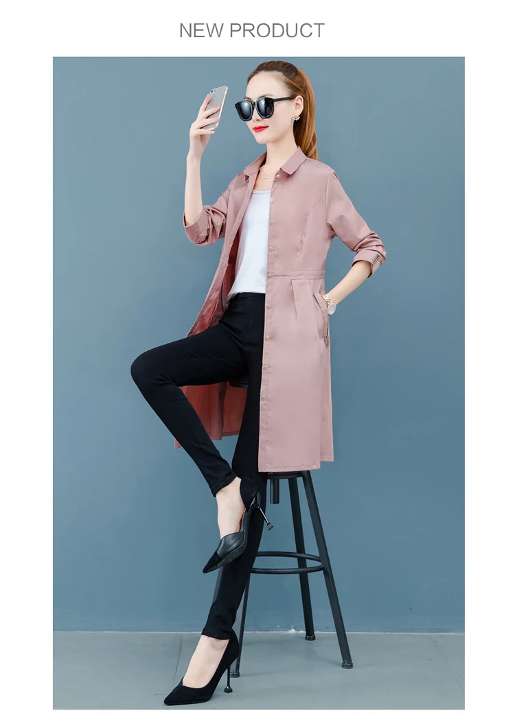 Mid-length Slim Fit Trench Coat Women's Spring And Autumn New Style Elegant Waist Hugging Slimming Overcoat Early Autumn Cl