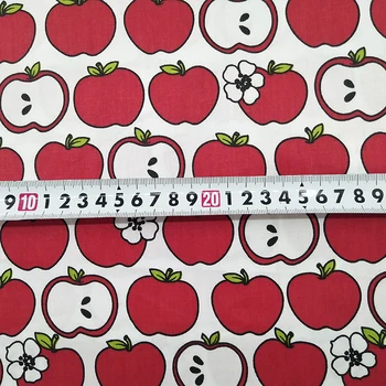 

Good wide 140cm 100%Cotton Fabric Red Apple Print white Twill Fabric Quilting Patchwork Sewing Material For DIY Dress/Clothing